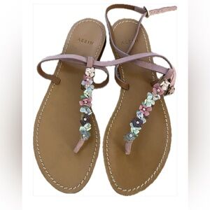 Aerin Made In Italy t-strap Crystal Embellished Sandals 8